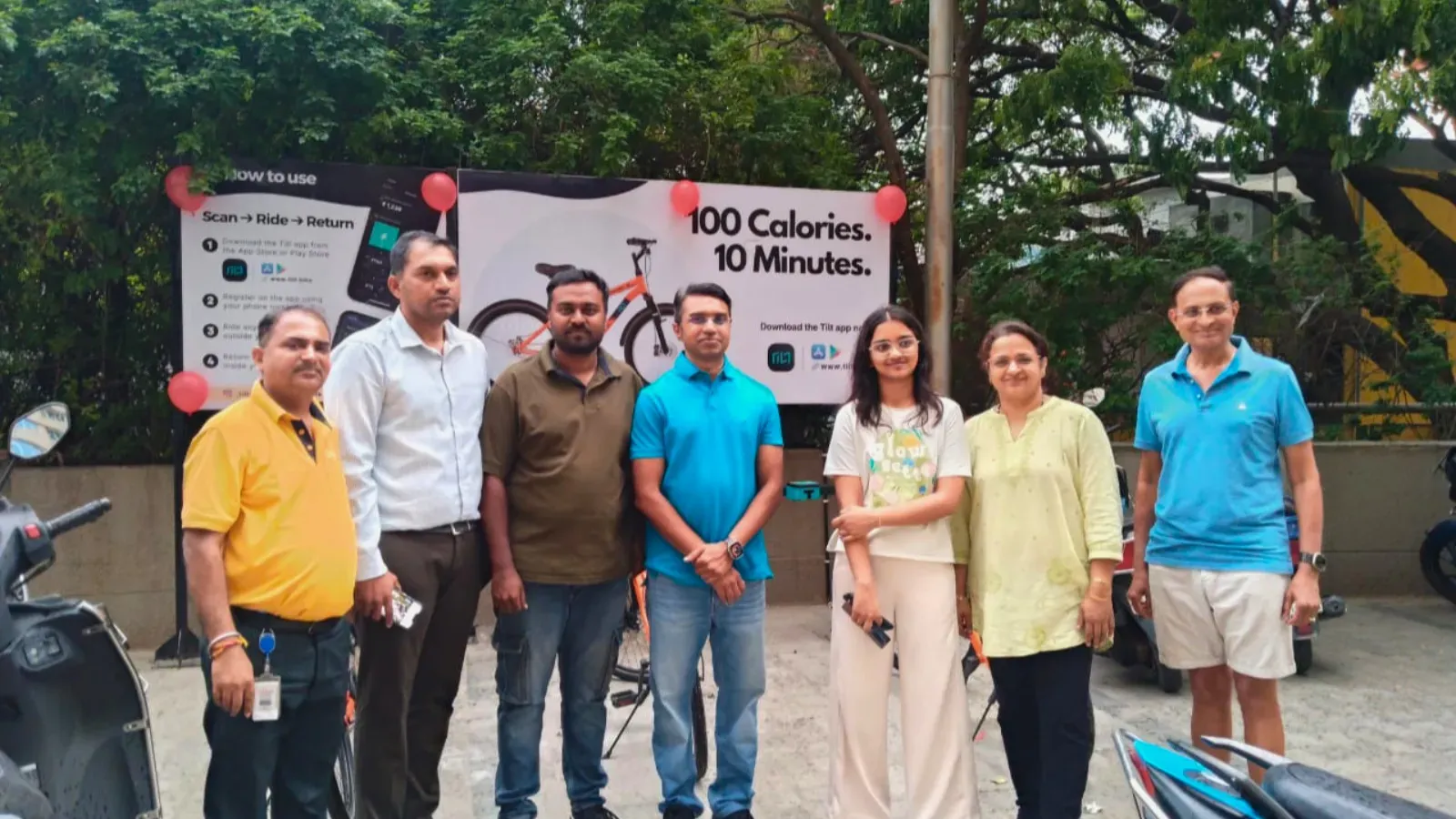 Residents at the launch of a Tilt cycle-sharing station in Parkwest