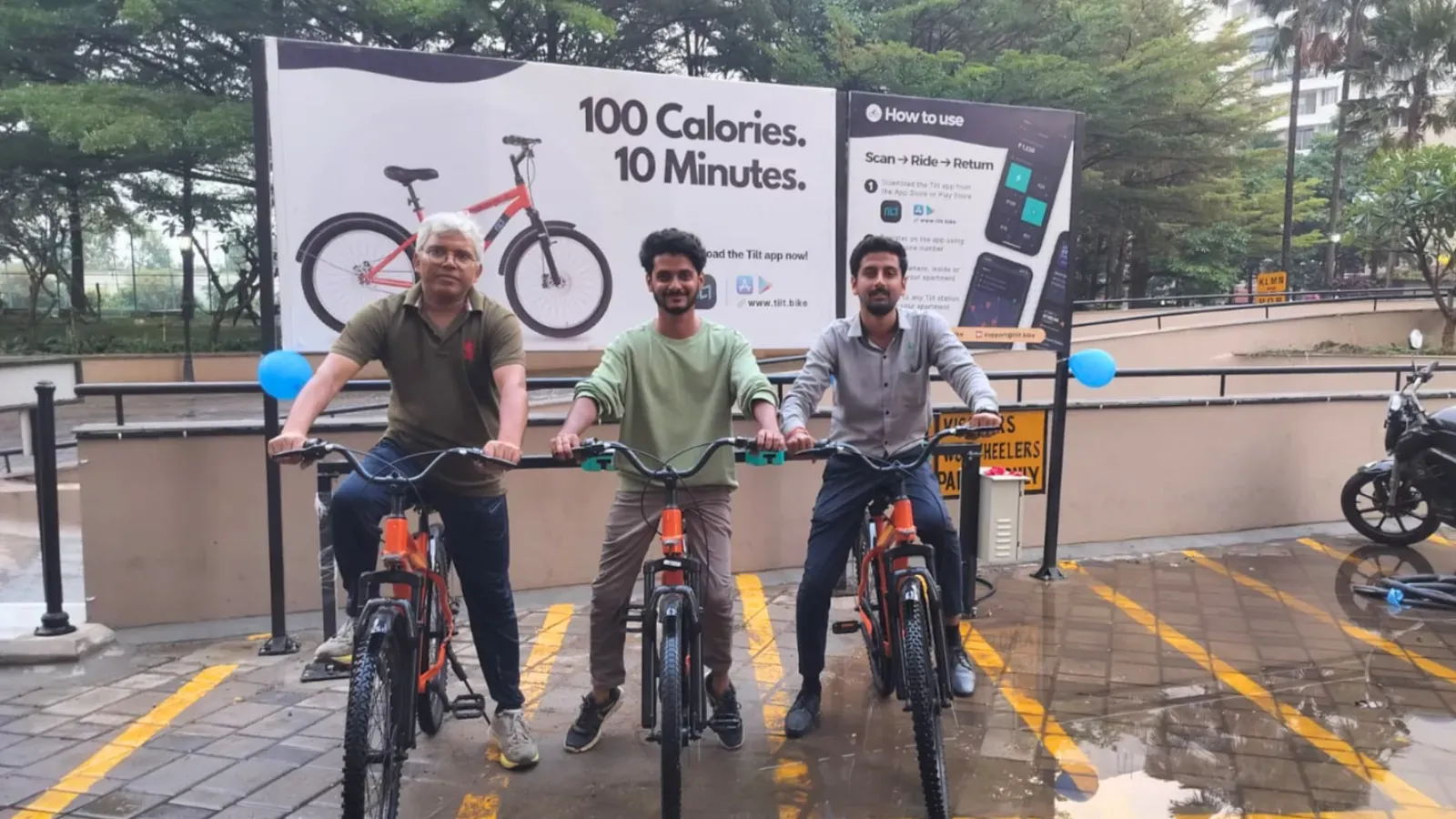 Residents at the launch of a Tilt cycle-sharing station in Purva Venezia